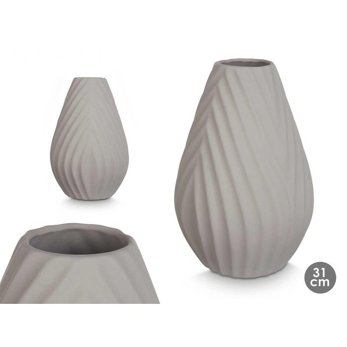 Jarrón Cerámica Raya Diagonal 31 cm Gris - Giftdecor (4 Unidades) Jarrón Cerámica Raya Diagonal 31 cm Gris - Giftdecor (4 Unidades)