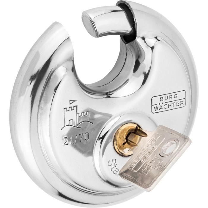 Burg Wachter 21 70 SB Candado Cilíndrico de Acero Inoxidable 70 mm con Apertura con Llave 1 Burg Wachter 21 70 SB Candado Cilíndrico de Acero Inoxidable 70 mm con Apertura con Llave 1