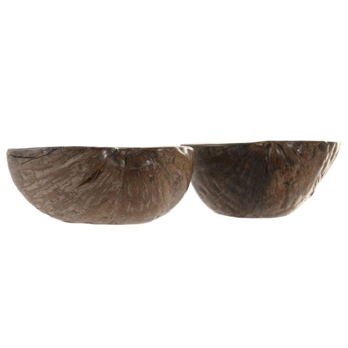 DKD Home Decor Bandejas Vaciabolsillos Balines de Coco y Capiz Beige Blanco, 18x22x8 cm (Set de 2 Unidades Surtidas) 1