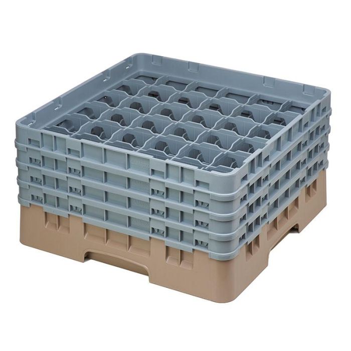 CAMBRO - 36S800-168 - Cesta de lavado 36 comp. 4 alturas - 7,2 cm Ø máx. - alt. máx. 21,7 cm - 50 x 50 x 26,7 cm - Azul