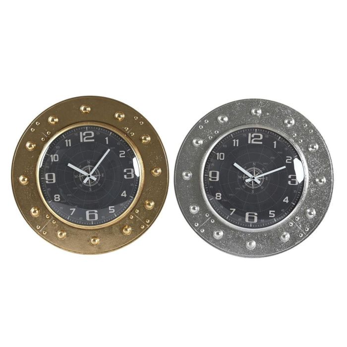 Reloj Pared Loft DKD Home Decor Dorado Plateado 6 x 48.5 x 48.5 cm (2 Unidades)