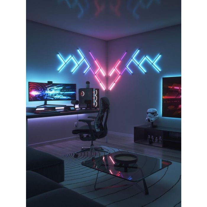 Nanoleaf Lines Squared Expansion Pack 3PK Luces LED Inteligentes Modulares RGBW para Decoración y Ambiente con Sincronización de Música y Pantalla 5