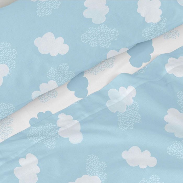 Juego de Sábanas HappyFriday Basic Kids Clouds Azul Cama de 105 180 x 270 cm 2 Piezas 3