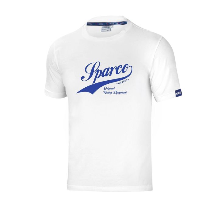 Sparco S01326BI4XL Camiseta Vintage de Automovilismo 95% Algodón Elástico con Logotipo Grande Suave y Ligera Blanco Talla XL Sparco S01326BI4XL Camiseta Vintage de Automovilismo 95% Algodón Elástico con Logotipo Grande Suave y Ligera Blanco Talla XL