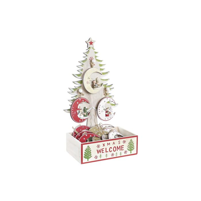 Decoracion Colgante Navidad Tradicional DKD Home Decor Rojo Blanco 11 x 32 x 17 cm (12 Unidades) 2