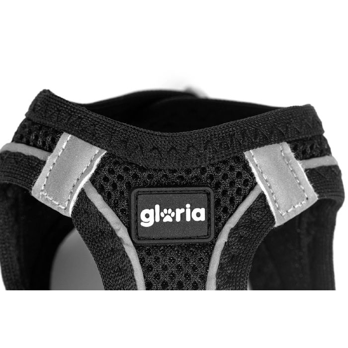 Gloria Arnés-Vestido para Perros Air Mesh Trek Star Negro XXS Cuello 24-26cm Pecho 28-29cm Ligero Transpirable Refrescante Reflectante