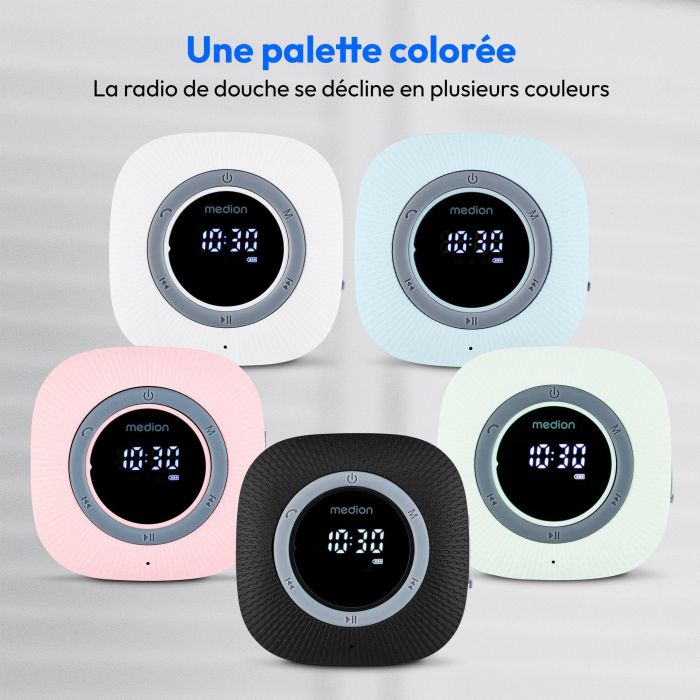 Medion MED4061275227666 Radio de Ducha FM Bluetooth IPX6 con Soporte de Ventosa Verde 4