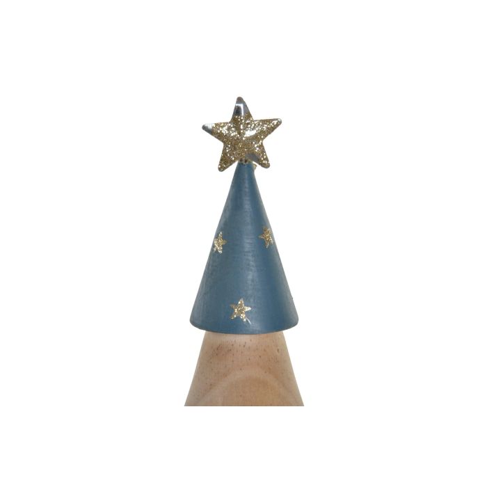 DKD Home Decor Árbol de Navidad Moderno Paulownia Natural Azul 5.5 x 15 x 5 cm (2 Unidades) 1
