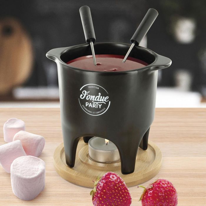 Cook Concept Fondue Bistrot para 1 o 2 Personas con 4 Pinchos Inox y Base Bambú 4