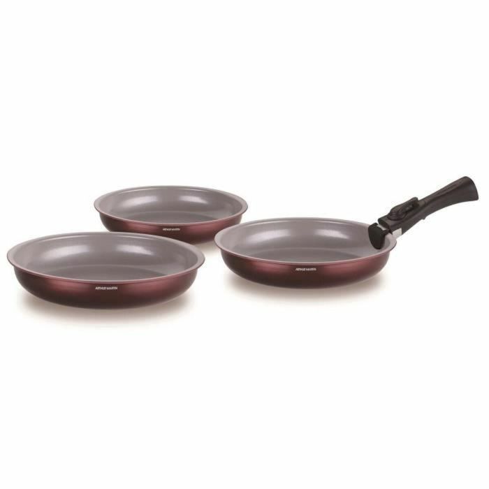 Juego de 3 sartenes - ARTHUR MARTIN - AM8866 - Todo tipo de fuegos incluida inducción - 20/24/28 cm + 1 mango - Aluminio - Revestimiento cerámico 1 Juego de 3 sartenes - ARTHUR MARTIN - AM8866 - Todo tipo de fuegos incluida inducción - 20/24/28 cm + 1 mango - Aluminio - Revestimiento cerámico 1