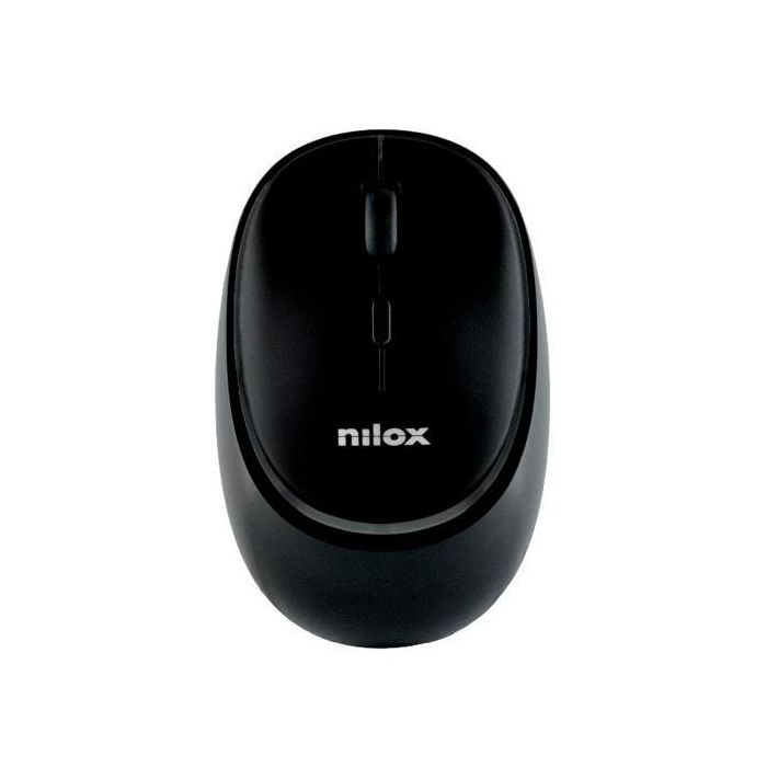 Nilox Ratón Inalámbrico NXMDWS102 Dual-Wireless 3.0/5.2 y 2.4 GHz, 1600 DPI, 4 Botones Silenciosos, Recargable, Negro