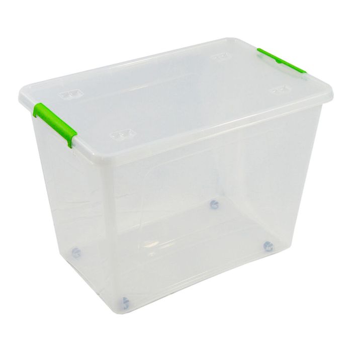Art Plast Caja Transparente con Ruedas 60 l – Caja de Almacenamiento con Tapa, Cierre, 58,5 x 39 x 42 cm