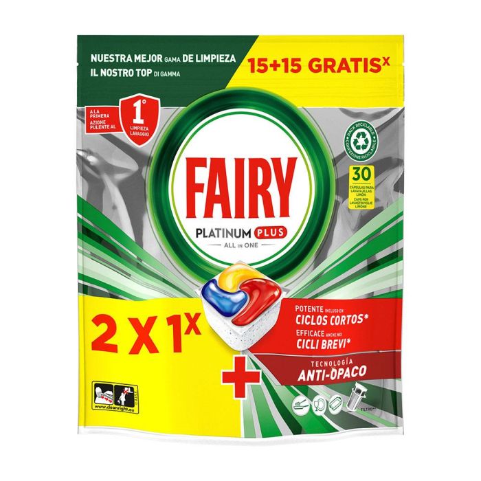 Fairy Platinum Plus Limón Lavavajillas 30 Cápsulas