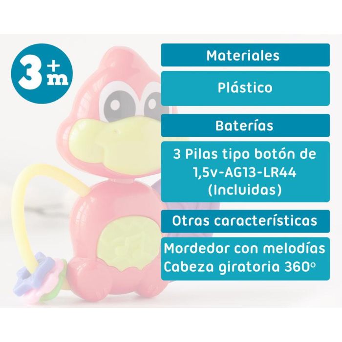 KioKids Mordedor Musical Dinosaurio Rojo con Texturas Suaves y Cabeza Giratoria 360º para Alivio de Dentición Bebés +3 Meses 5 KioKids Mordedor Musical Dinosaurio Rojo con Texturas Suaves y Cabeza Giratoria 360º para Alivio de Dentición Bebés +3 Meses 5