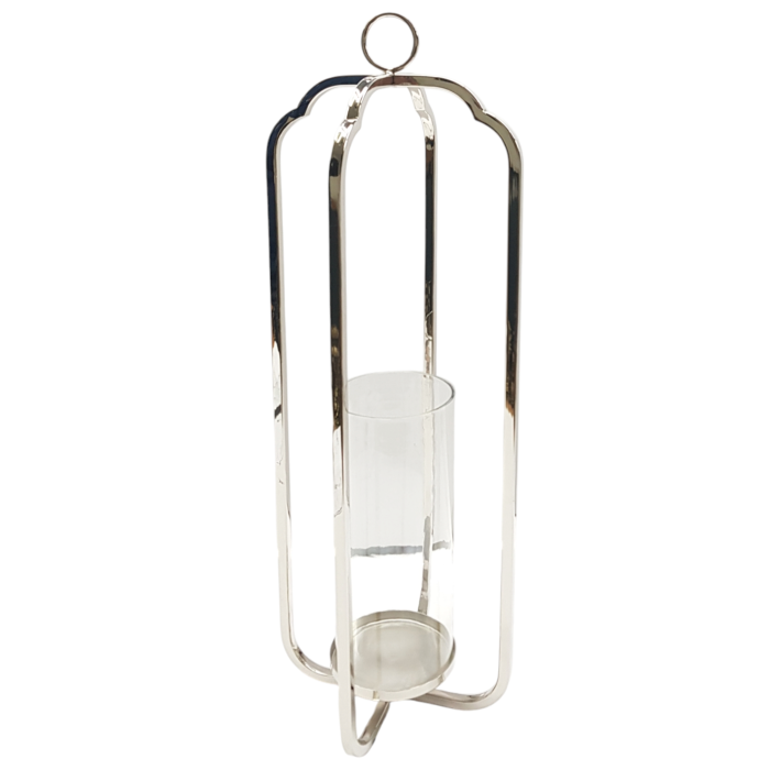 Portavela Moderno DKD Home Decor Plateado 21 x 49 x 21 cm Portavela Moderno DKD Home Decor Plateado 21 x 49 x 21 cm