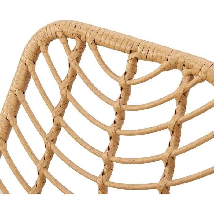 Conjunto de 2 sillas de jardín - Imitación ratán natural - Estructura de acero - L 63,5 x A 86 x P 48 cm 3 Conjunto de 2 sillas de jardín - Imitación ratán natural - Estructura de acero - L 63,5 x A 86 x P 48 cm 3