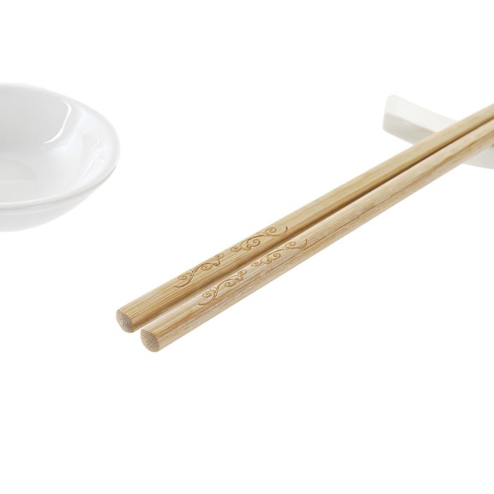 DKD Home Decor Set de 12 Sushi Oriental Blanco Natural Gres Bambú 20.3 x 2.5 x 27.3 cm 2 DKD Home Decor Set de 12 Sushi Oriental Blanco Natural Gres Bambú 20.3 x 2.5 x 27.3 cm 2