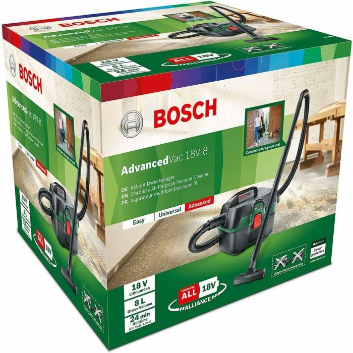 Bosch AdvancedVac 18V-8 - Aspirador 3 en 1 seco y húmedo, portátil para limpieza interior y exterior, hogar, jardín, coche. 4