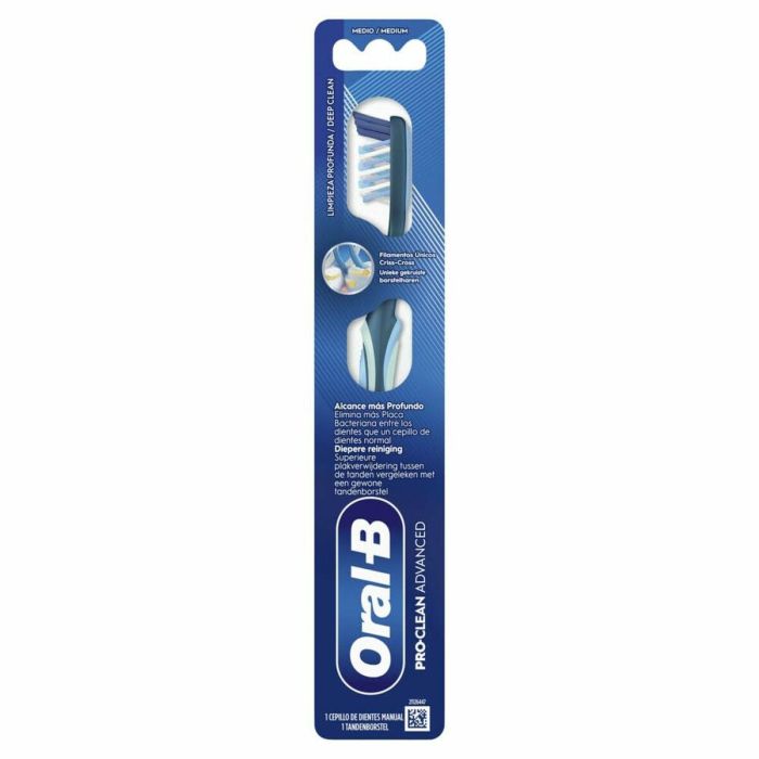Oral-B PROCLEAN ADVANCED 40 #medio Cepillo Dental Manual, Filamentos Cruzados, Elimina Placa, Limpiador de Lengua 1