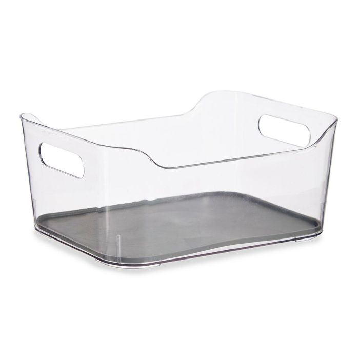 Kinvara Organizador con Antideslizante 24 cm Alto Plástico PET Reciclado y TPR Gris Transparente (Set de 12)