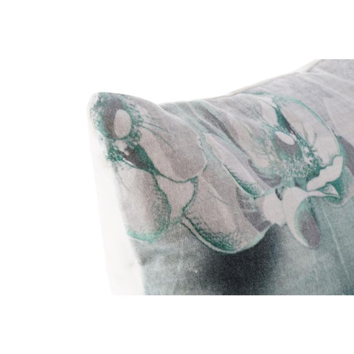 DKD Home Decor Cojin Oriental Flores Azul Verde Polyester con Cremallera 45x45x10 cm (2 Unidades) 1
