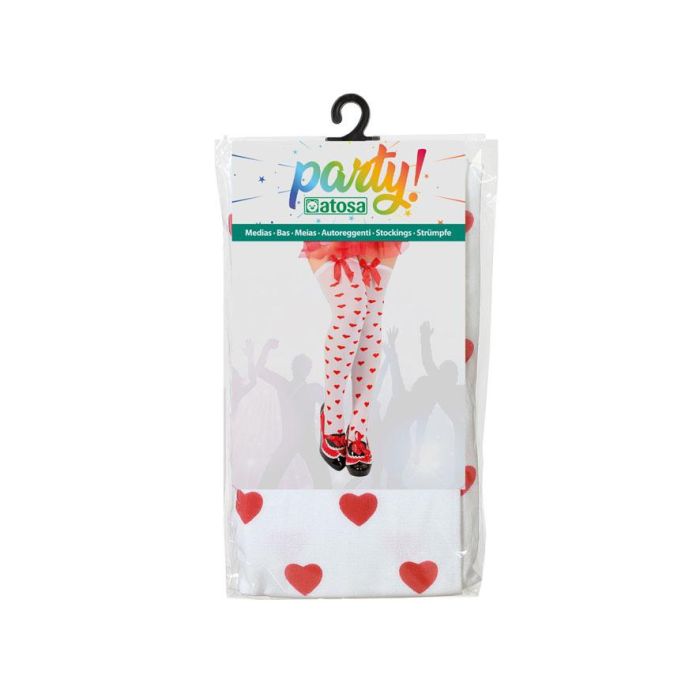Medias Blancas Corazones Rojo Con Lazo Mujer Adulto 1 Medias Blancas Corazones Rojo Con Lazo Mujer Adulto 1