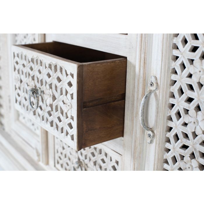 GINER Y COLOMER Aparador de Madera de Mango Blanco Envejecido 100x150x40 cm 3