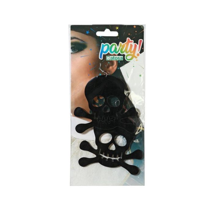 Pendientes Calaveras Pirata Negro - Accesorio para Disfraces de Piratas, Tema Barcos Fantasma, Color Negro Mate 1 Pendientes Calaveras Pirata Negro - Accesorio para Disfraces de Piratas, Tema Barcos Fantasma, Color Negro Mate 1