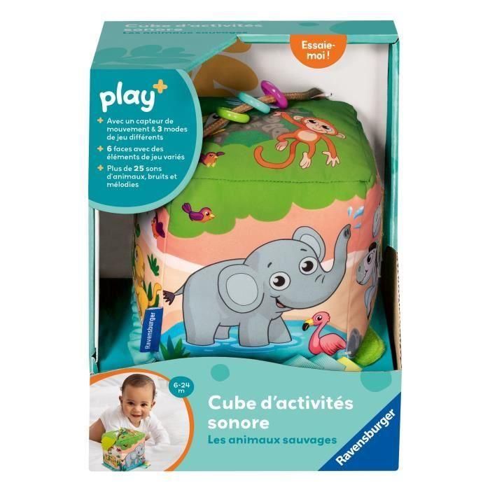 Ravensburger -PLAY + - Mi cubo de actividades sonoro de animales salvajes - A partir de 6 meses - Versión francesa - 34009 Ravensburger -PLAY + - Mi cubo de actividades sonoro de animales salvajes - A partir de 6 meses - Versión francesa - 34009