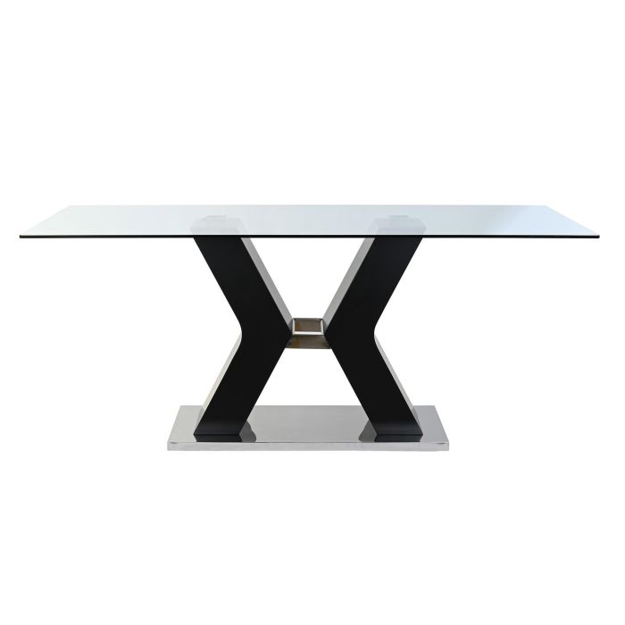 DKD Home Decor Mesa Comedor Moderno Negro Cristal Templado MDF Acero 180 x 90 x 76 cm 6 DKD Home Decor Mesa Comedor Moderno Negro Cristal Templado MDF Acero 180 x 90 x 76 cm 6