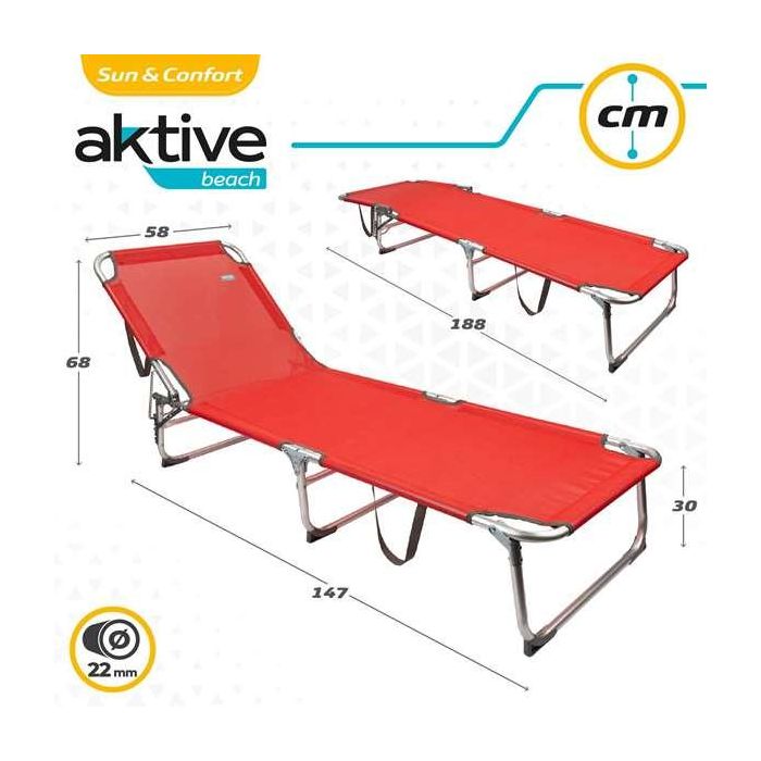 Tumbona plegable aluminio 3 posiciones modelo menorca textileno con asa 188x58x30/68cm 6 Tumbona plegable aluminio 3 posiciones modelo menorca textileno con asa 188x58x30/68cm 6