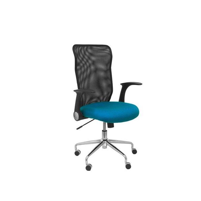 Silla Piqueras Y Crespo Minaya Brazos Retractiles Mecanismo Basculante Ergonomica Respaldo Malla Transpirable Negra Asiento Tapizado Bali Verde Petroleo