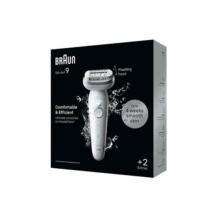 Braun Silk Epil 9-011 Depiladora con Cabezal Flexible y Tecnología Wet & Dry, 40 Pinzas MicroGrip