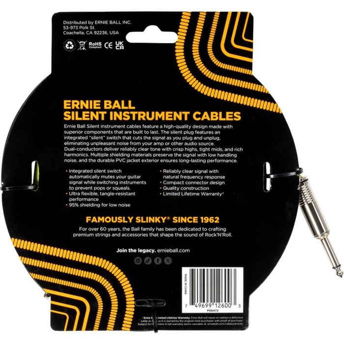 Cable Eb Instrumento Silent Jack-Jack Ss 3 M - Negro 1 Cable Eb Instrumento Silent Jack-Jack Ss 3 M - Negro 1
