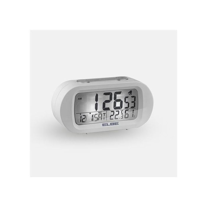 Elbe Reloj Despertador RD-009-B Temperatura Humedad Pantalla 9cm Blanco 2