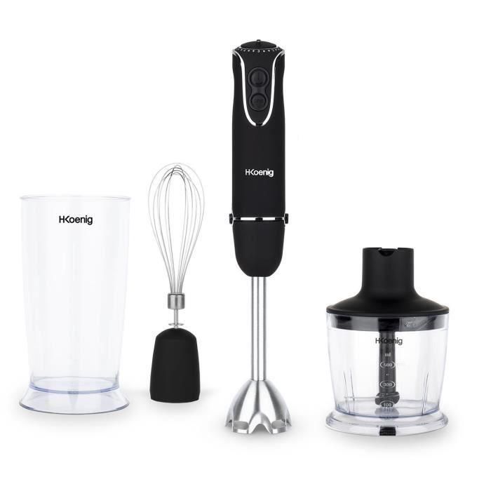Batidora de mano 3 en 1 - H.Koenig - MIX75 - 850 W - 5 velocidades + Turbo - Cuchillas de acero inoxidable - Accesorios incluidos Batidora de mano 3 en 1 - H.Koenig - MIX75 - 850 W - 5 velocidades + Turbo - Cuchillas de acero inoxidable - Accesorios incluidos