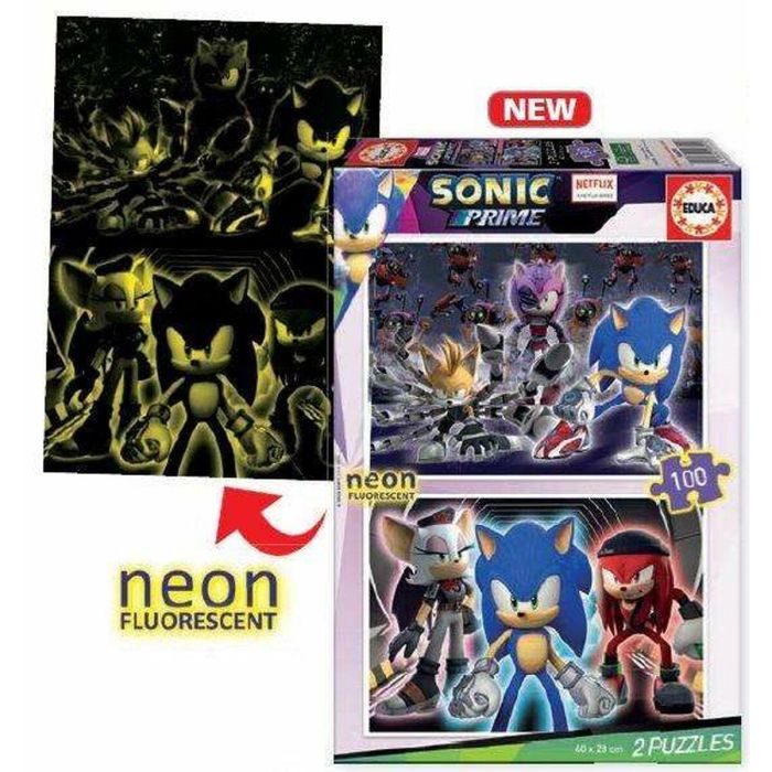 Puzzle 2x100 piezas sonic neon 1 Puzzle 2x100 piezas sonic neon 1