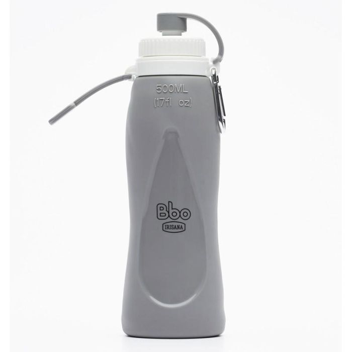 Botella Plegable De Silicona 500 Ml. Gris