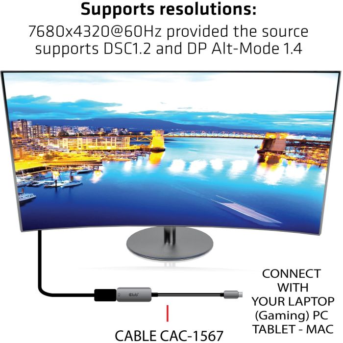 Club3D CAC-1588 Adaptador USB 3.2 Tipo C a DisplayPort 1.4 8K60Hz HDR Activo St/Bu 4 Club3D CAC-1588 Adaptador USB 3.2 Tipo C a DisplayPort 1.4 8K60Hz HDR Activo St/Bu 4