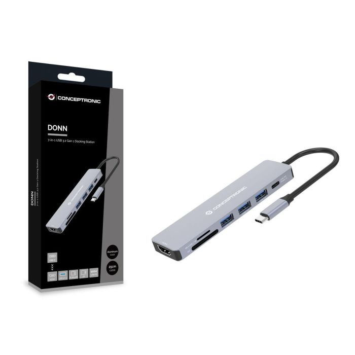 Conceptronic Docking USB-C 7in1 1xHDMI 4K 3xUSB-A 3.0 1xLECTOR SD/Micro SD 1xUSB-C Alimentacion 100W 1 Conceptronic Docking USB-C 7in1 1xHDMI 4K 3xUSB-A 3.0 1xLECTOR SD/Micro SD 1xUSB-C Alimentacion 100W 1