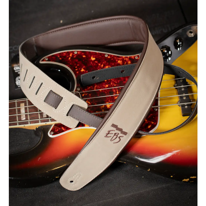 EBS Correa para Guitarra o Bajo EBS Suede - Gamuza Sintética, Color Crema
