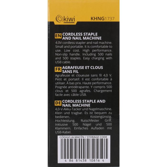 Grapadora Inalámbrica Kiwi 4.0 V (4 Unidades) 2 Grapadora Inalámbrica Kiwi 4.0 V (4 Unidades) 2