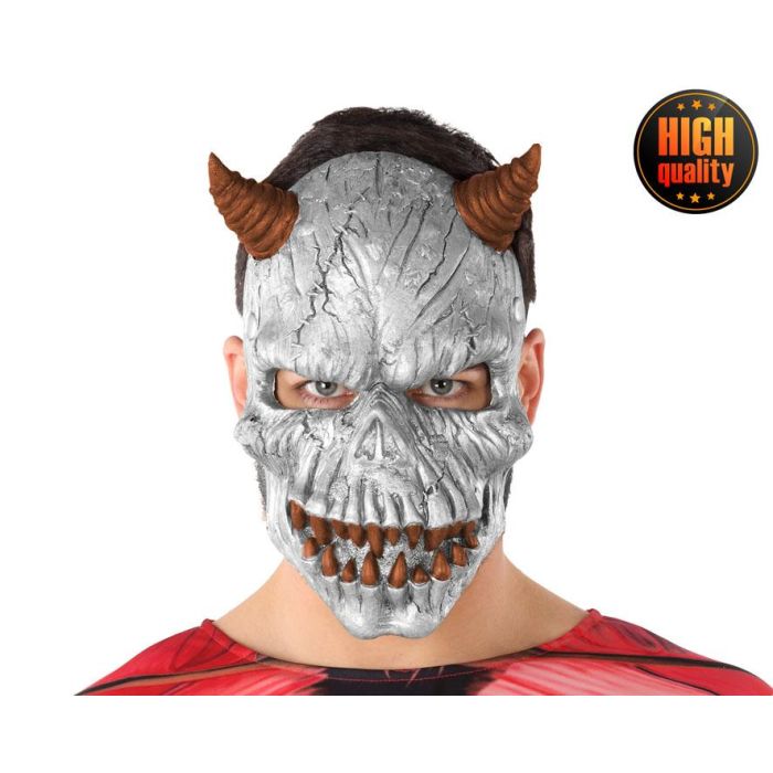 Máscara Halloween Demonio Plateado Hombre Adulto