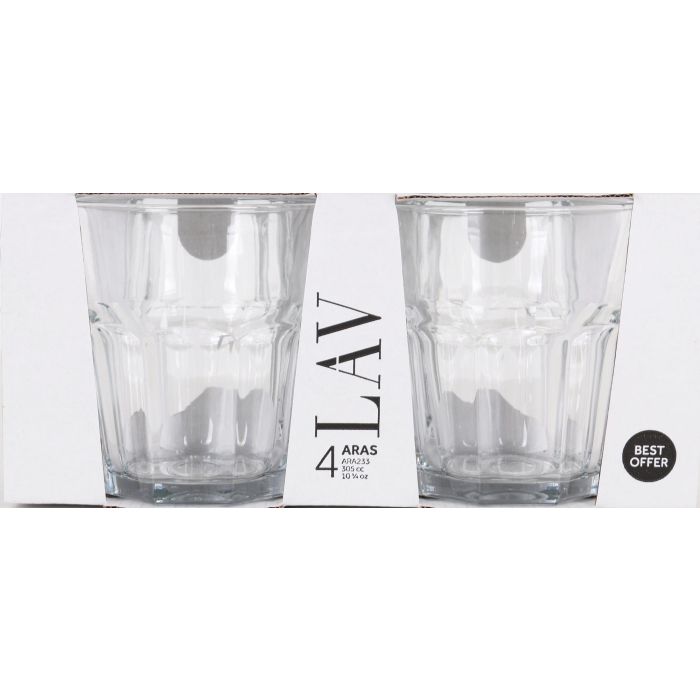 Lav Set 4 Vasos Agua 305 Cc Cristal 9x9x10 cm (12 Cajas)