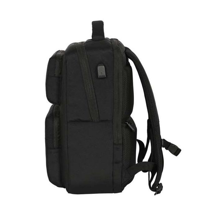 Safta Mochila Real Madrid Premium para portátil de 15,6'' con USB y 2 Bolsillos, Color Negro, 31x44x13cm 6