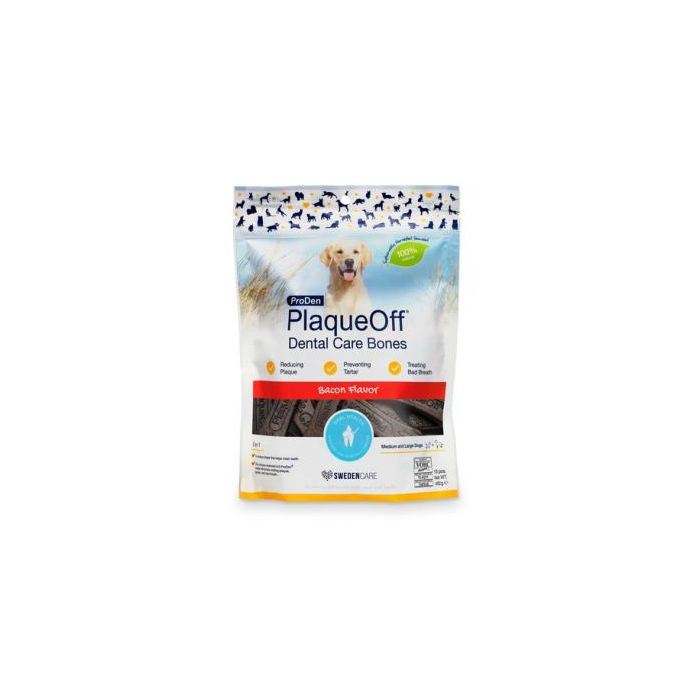 Proden Plaqueoff Dental Care Bones Bacon 485 gr - Complemento natural para placa, sarro y mal aliento en perros y gatos Proden Plaqueoff Dental Care Bones Bacon 485 gr - Complemento natural para placa, sarro y mal aliento en perros y gatos