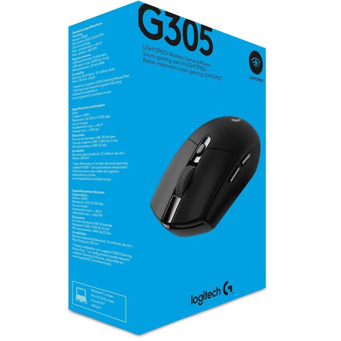 Logitech G305 Ratón Gaming Inalámbrico LIGHTSPEED Óptico HERO 12000 DPI 6 Botones 250h Batería 99g Negro 6 Logitech G305 Ratón Gaming Inalámbrico LIGHTSPEED Óptico HERO 12000 DPI 6 Botones 250h Batería 99g Negro 6