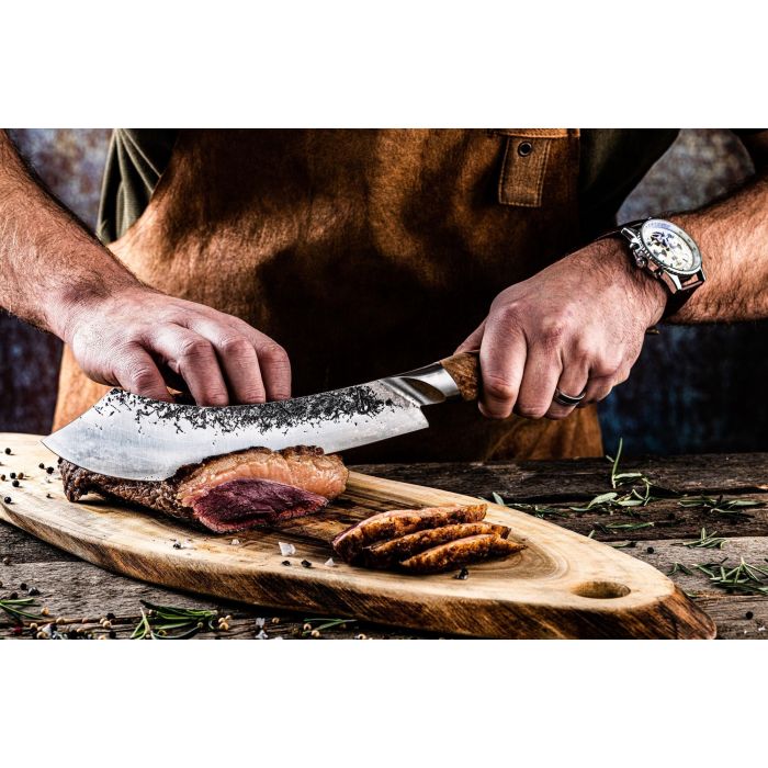 Forged Cuchillo de carnicero Acero VG10 Mango Madera Raíz L 25,5 cm