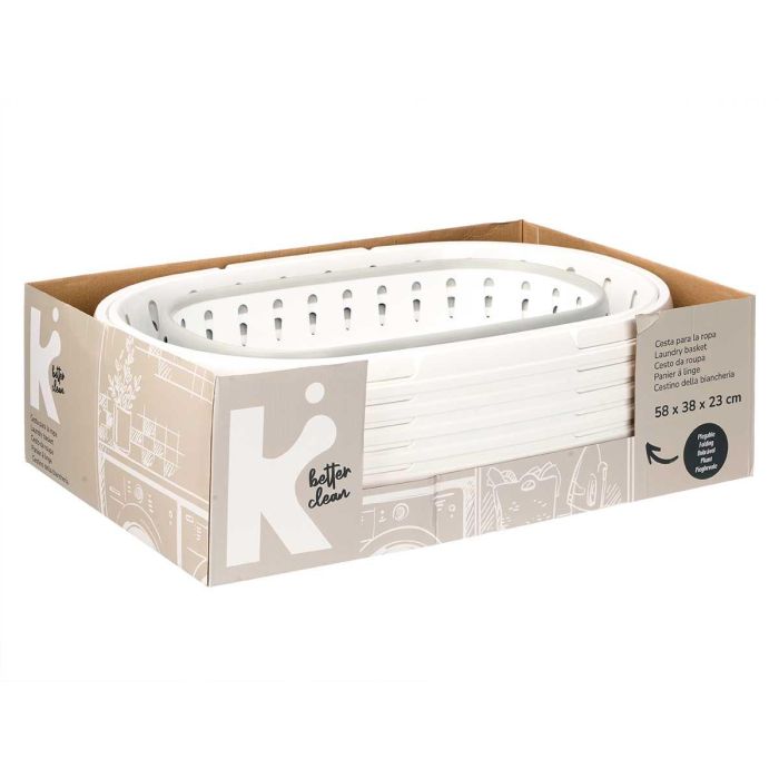 Cesto Oval Plegable con Asas - Arte Regal, 38x8x1.1 cm, Blanco/Gris, Plástico (PP/TPR) (6 Unidades) 2 Cesto Oval Plegable con Asas - Arte Regal, 38x8x1.1 cm, Blanco/Gris, Plástico (PP/TPR) (6 Unidades) 2