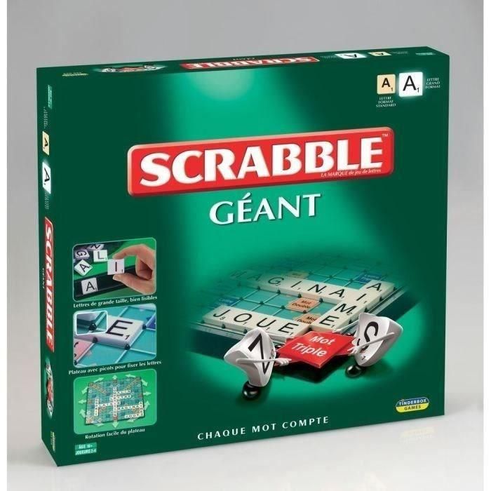 Mégableu Scrabble Gigante XXL - Juego de Mesa con Tablero Grande, Letras y Caballetes para Familias +10 Años